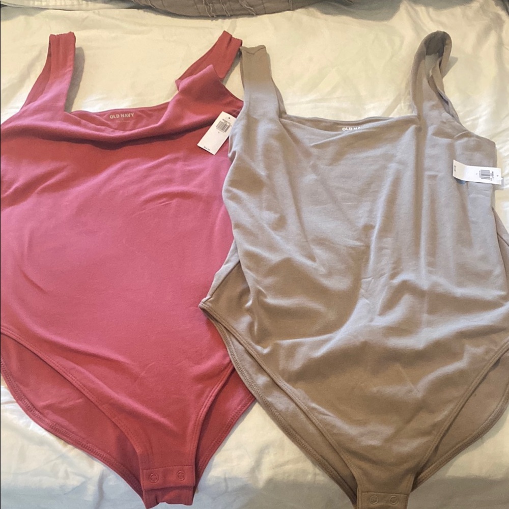 Set of two Old Navy Pink and Tan Sleeveless Fitted Bodysuit